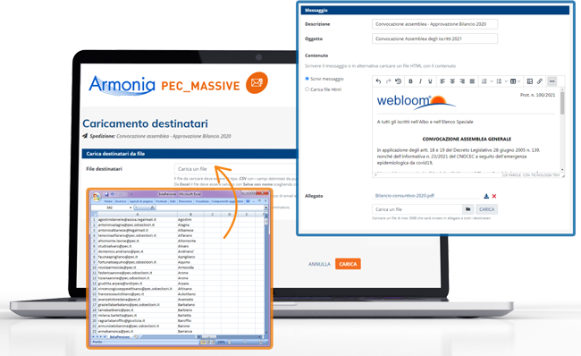 Armonia PEC massive - creare il messaggio