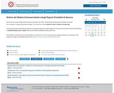 Sito ODCEC Savona - portale formazione